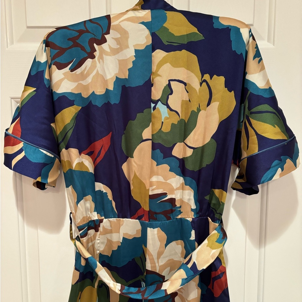 Zara Floral Jumpsuit in Navy, Teal, Mustard & Cream small - Picture 6 of 8
